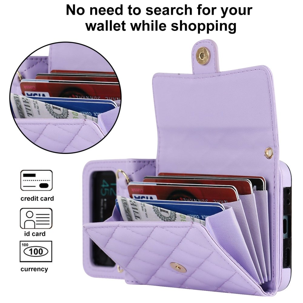 Crossbody foldable mobile phone case leather case suitable for Samsung Z Flip3/4/5 small fragrance mobile phone protective cover - eewoldia