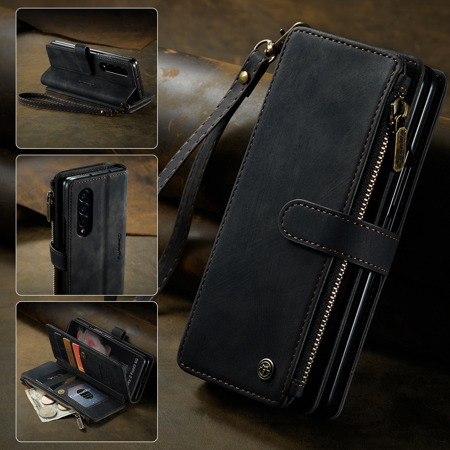 Luxurious Leather Protective Wallet Case for SAMSUNG Z FOLD 3/4/5