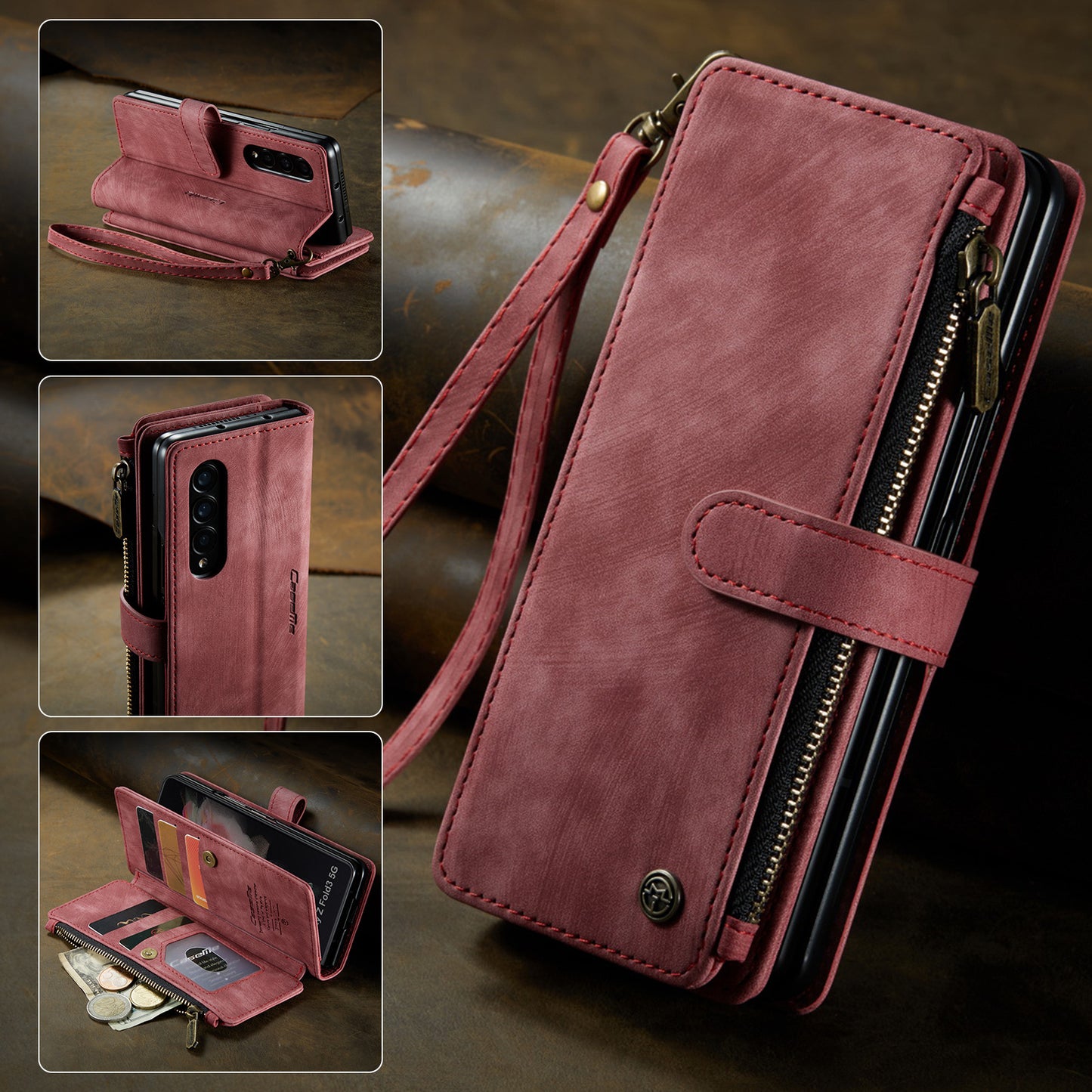Luxurious Leather Protective Wallet Case for SAMSUNG Z FOLD 3/4/5