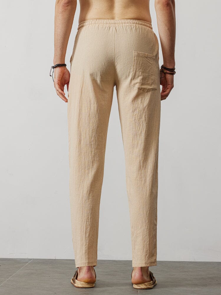 Casual Loose Solid Color Lacing Elastic Waist Pants