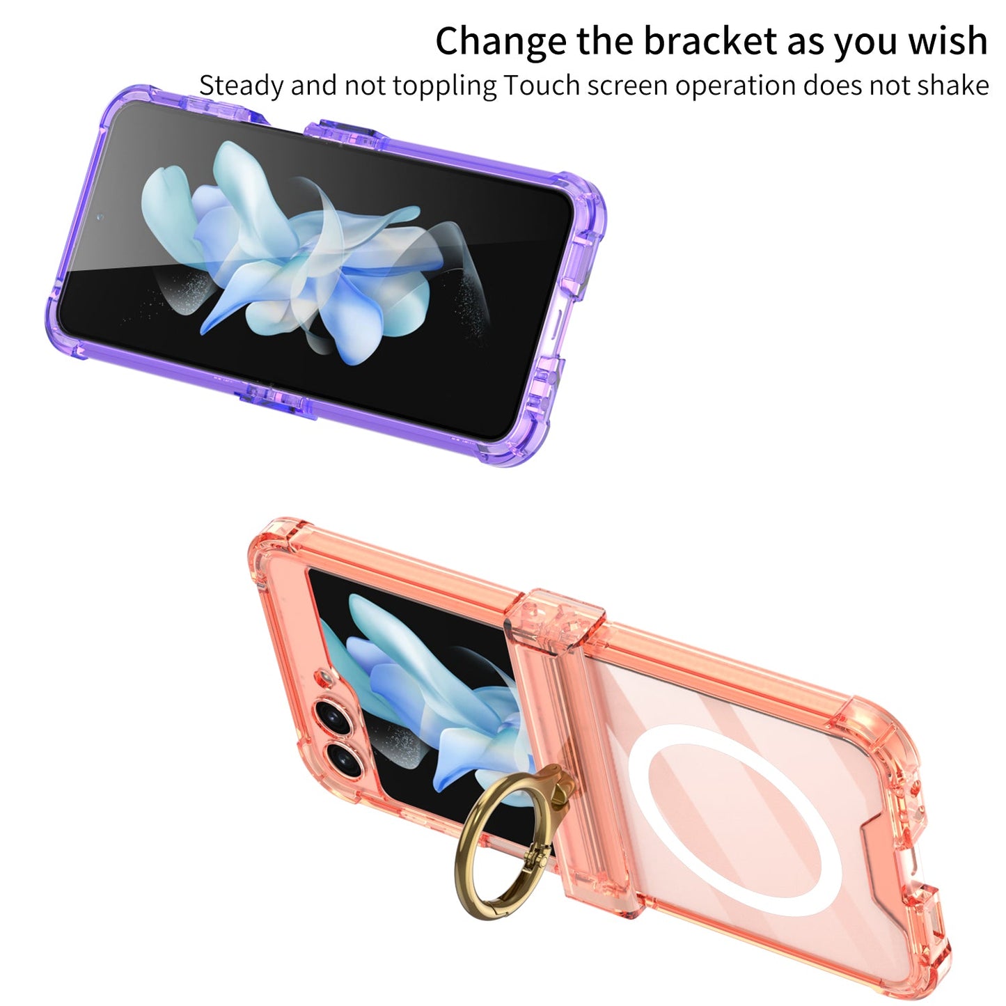 Magnetic MagSafe Airbag Ring Hinge Phone Case For Samsung Galaxy Z Flip5 Flip4 Flip3