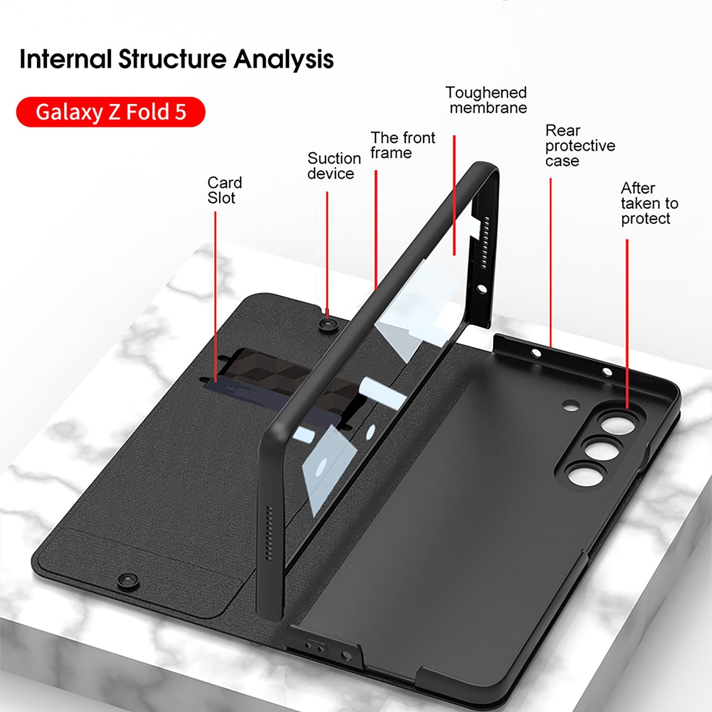 Leather Pen Holder Armor Phone Case With Back Screen Protector For Samsung Galaxy Z Fold5 Fold4