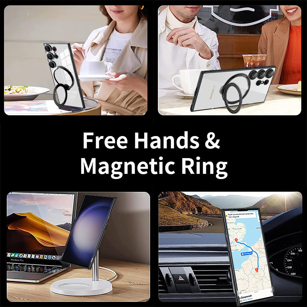 Electroplated Transparent Magnetic Bracket Samsung Case Support Magsafe Charging