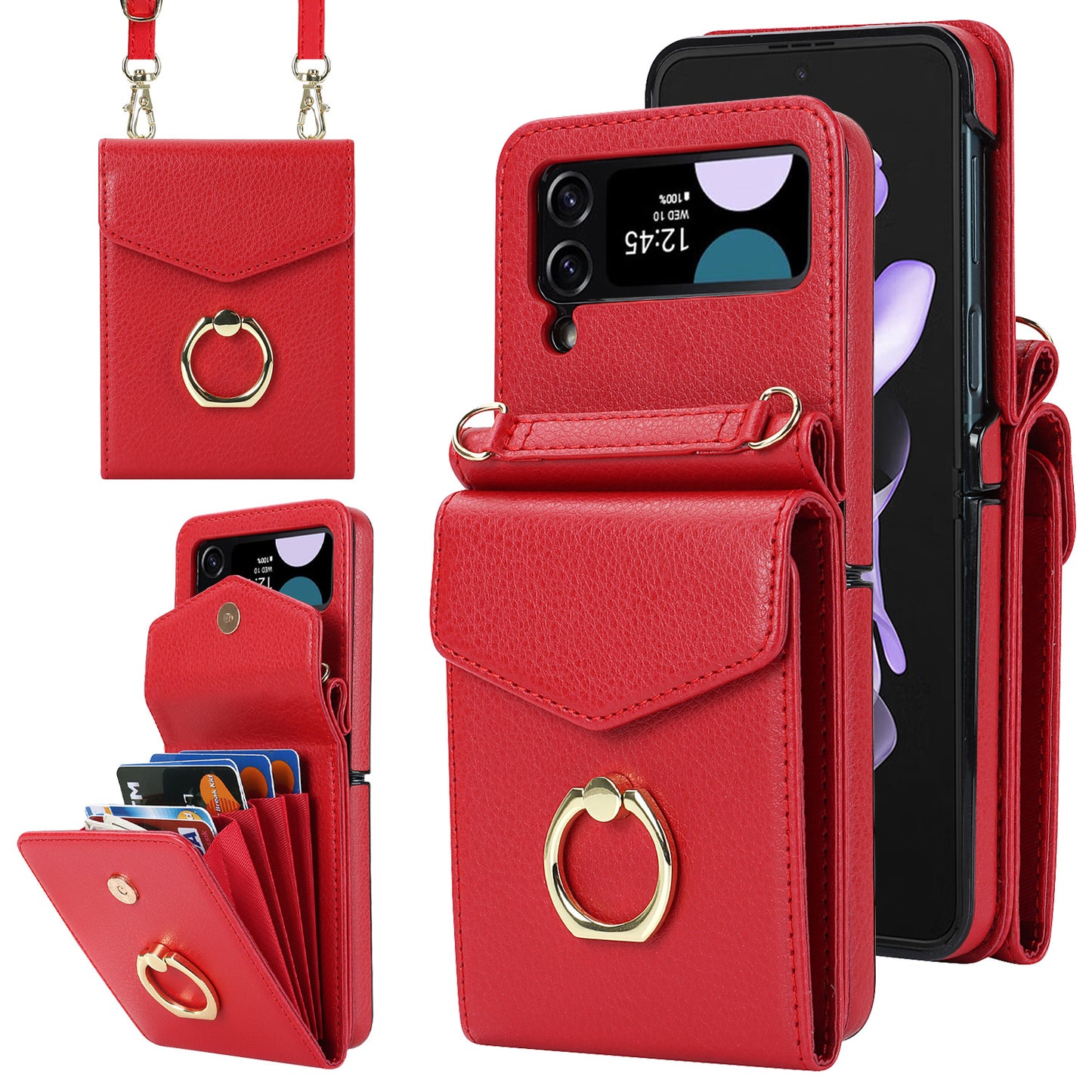 leather phone case wallet for samsung Z Flip 3/4/5