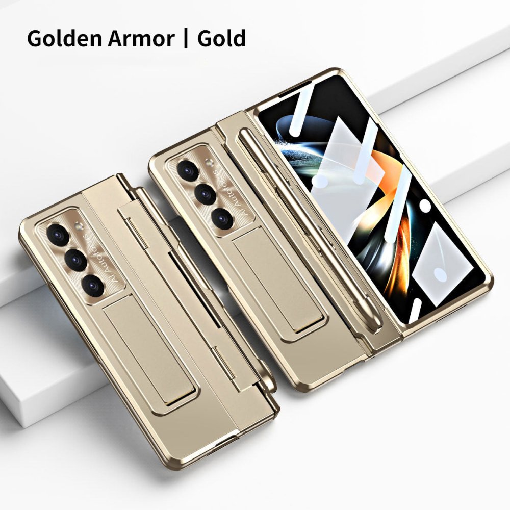 Armor Electroplated Anti-fall Protective Phone Case For Samsung Galaxy Z Fold3/4/5 With Back Screen Glass - eewoldia