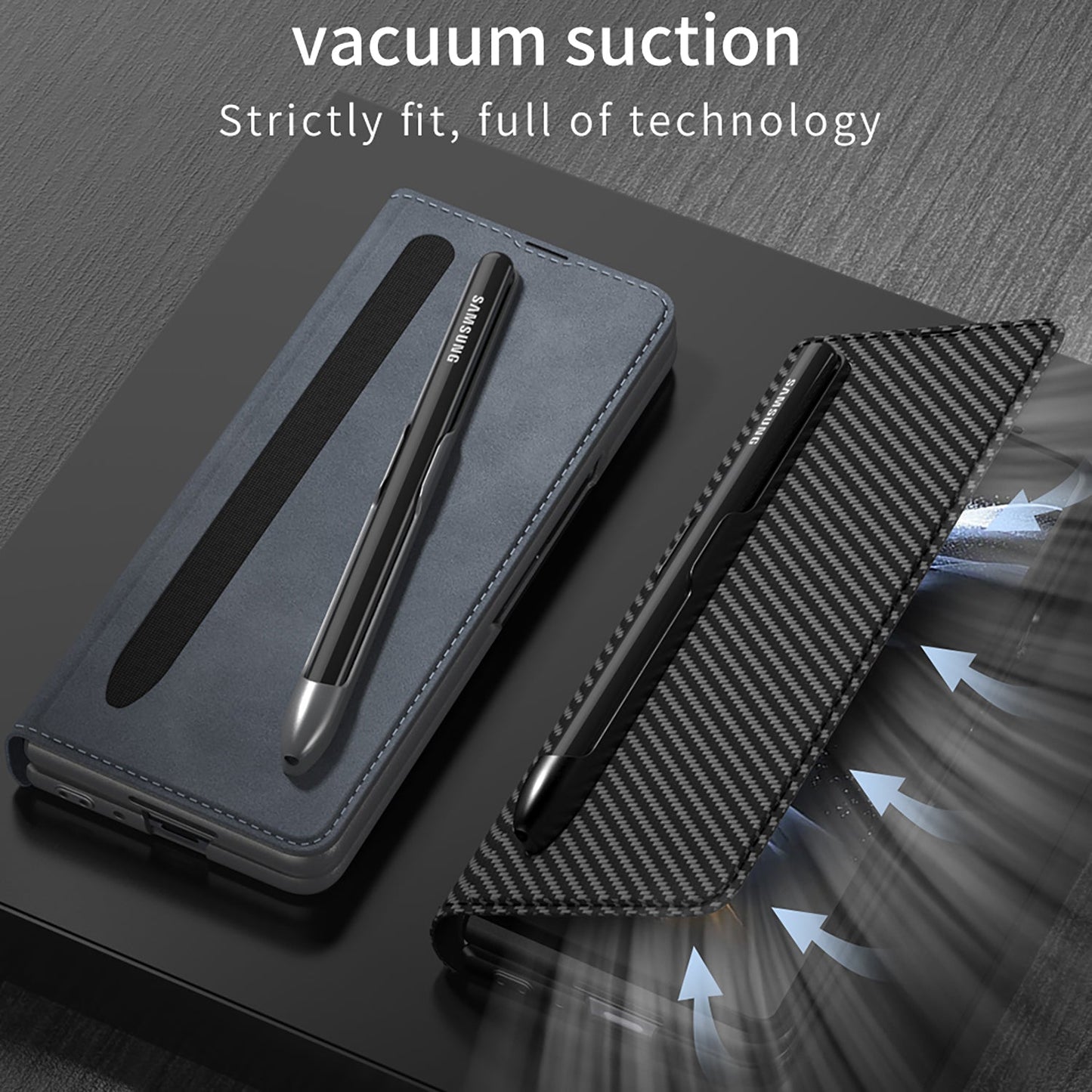 Leather Pen Holder Armor Phone Case With Back Screen Protector For Samsung Galaxy Z Fold5 Fold4