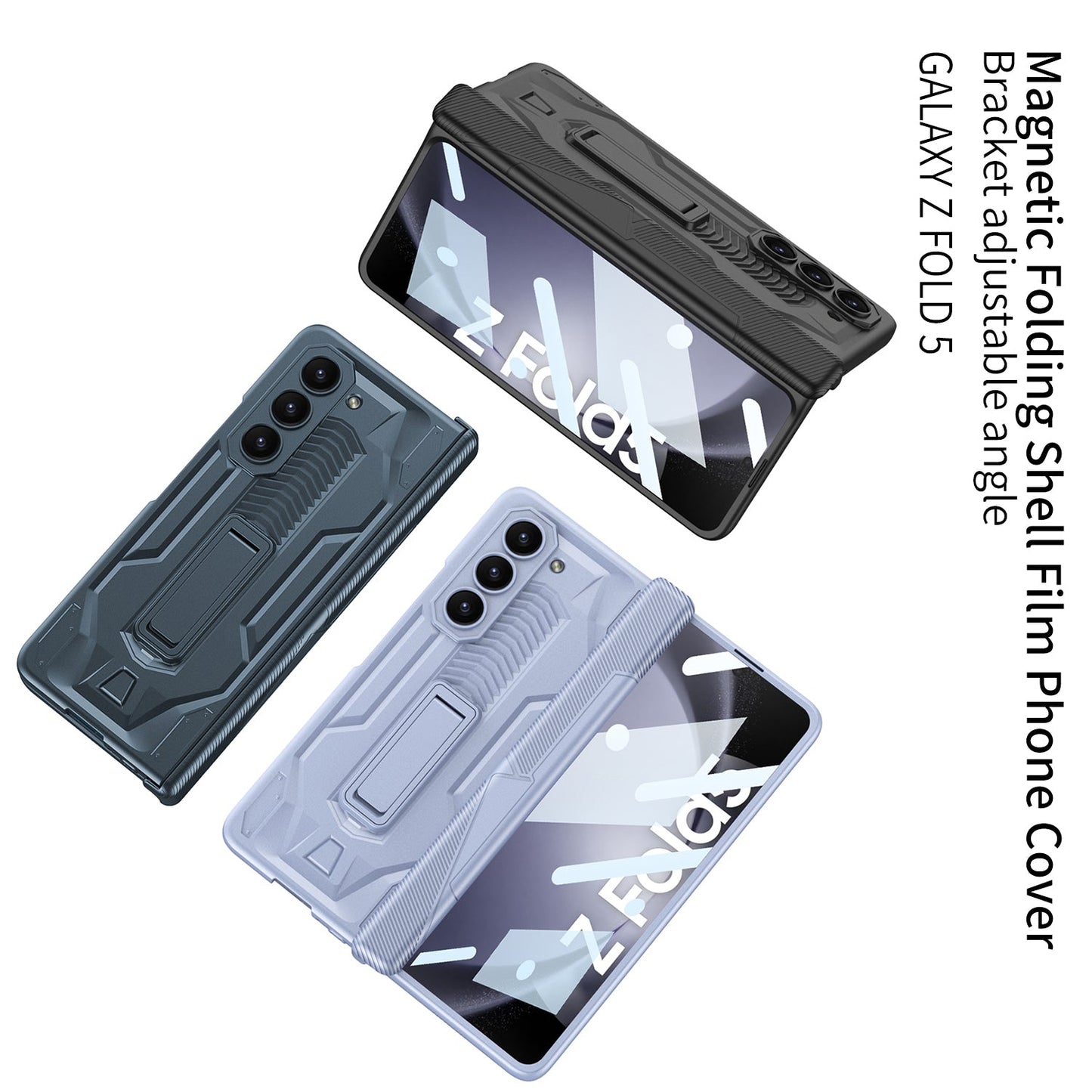 Magnetic Armor All-included Hinge Holder Case With Back Screen Protector For Samsung Galaxy Z Fold5 Fold4 Fold3