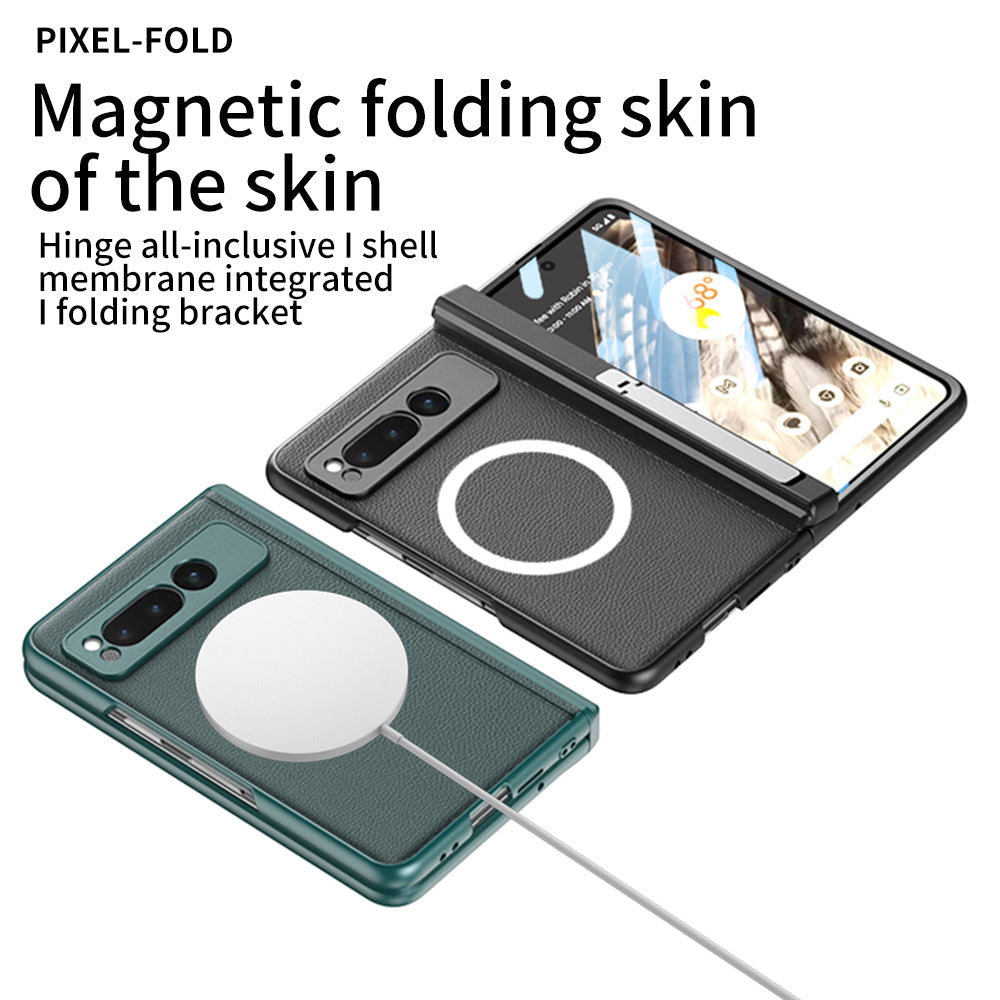 Magnetic Magsafe All-inclusive Invisible Bracket Leather Case For Google Pixel Fold With Back Screen Protector