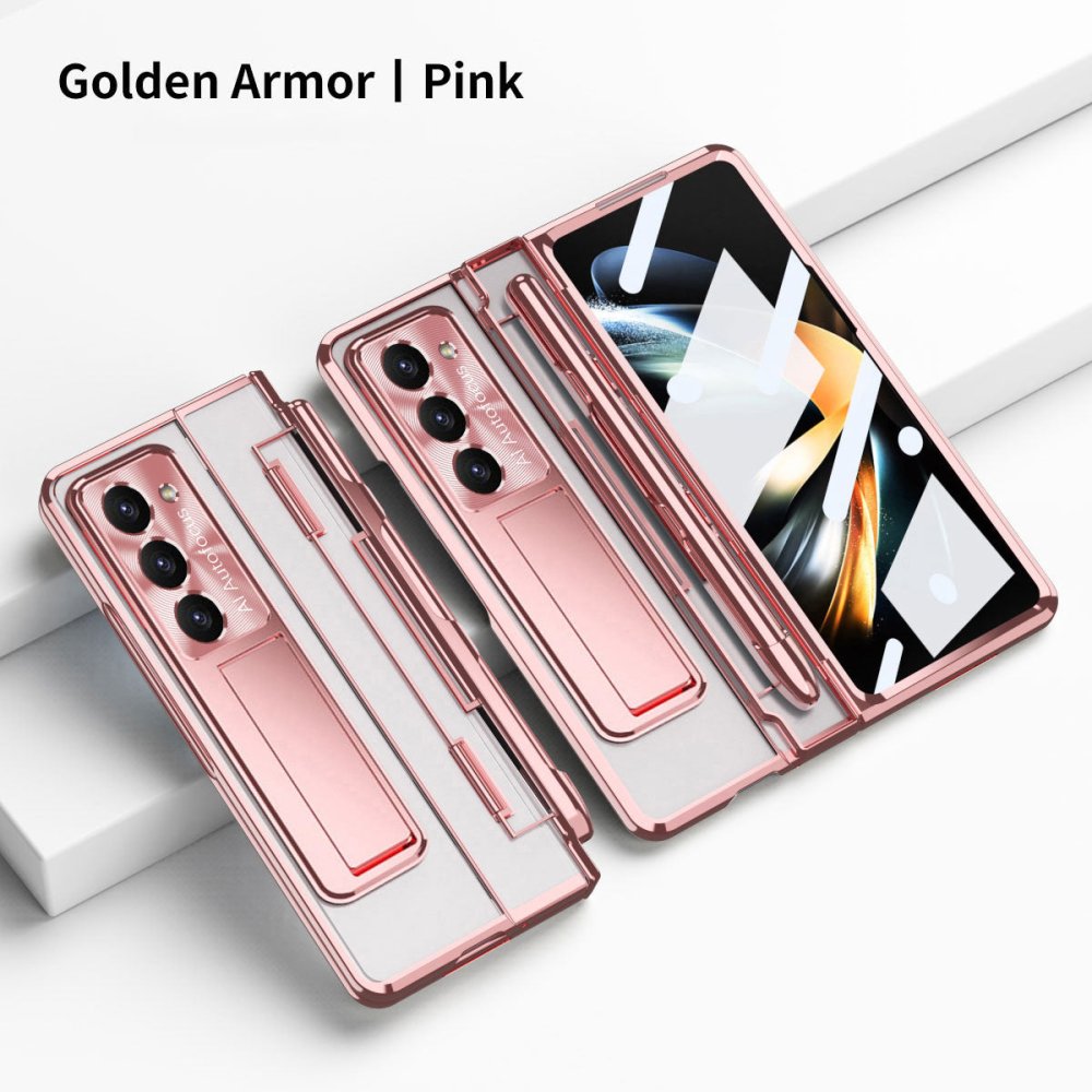 Armor Electroplated Anti-fall Protective Phone Case For Samsung Galaxy Z Fold3/4/5 With Back Screen Glass - eewoldia