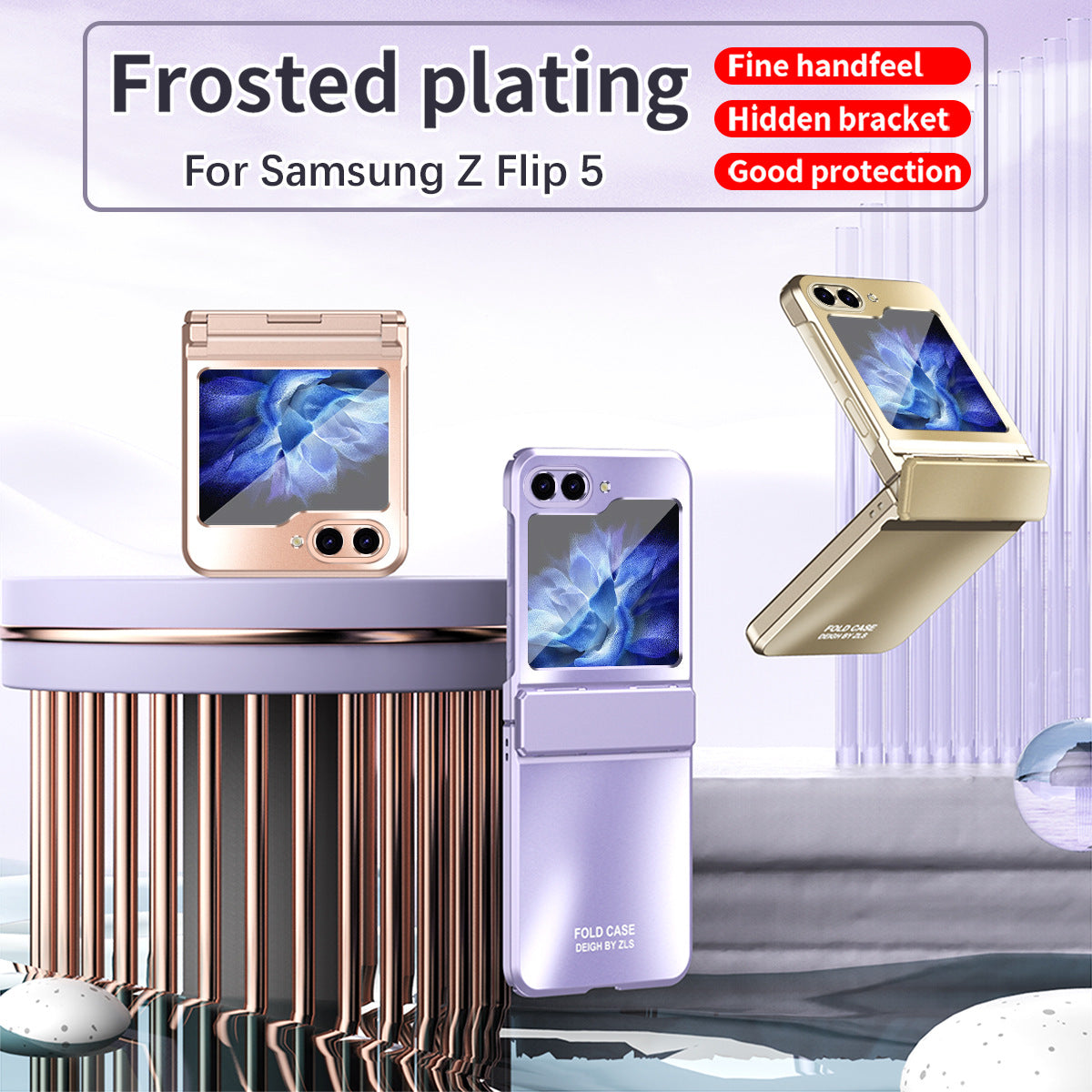 Frosted Plating Phone Case For Samsung Galaxy Z Flip5 Flip4 Flip3 5G