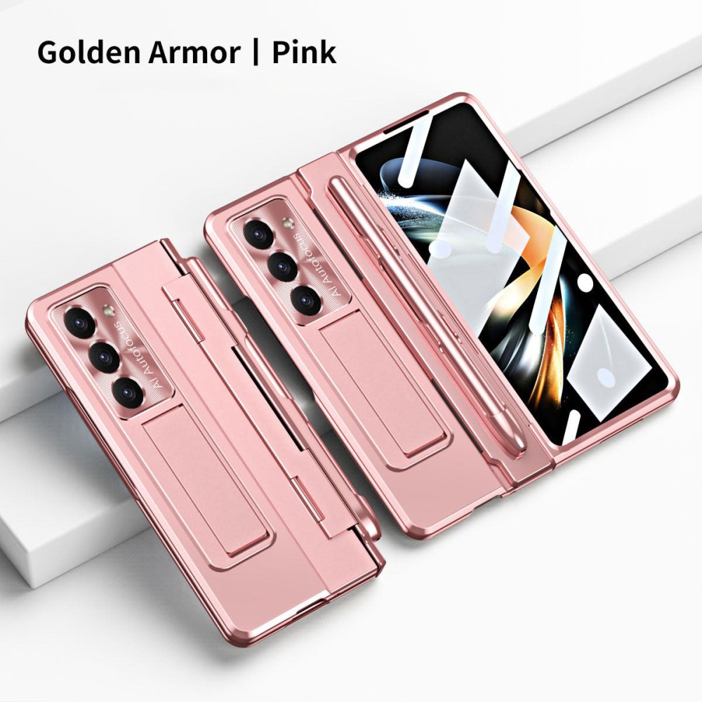 Armor Electroplated Anti-fall Protective Phone Case For Samsung Galaxy Z Fold3/4/5 With Back Screen Glass - eewoldia