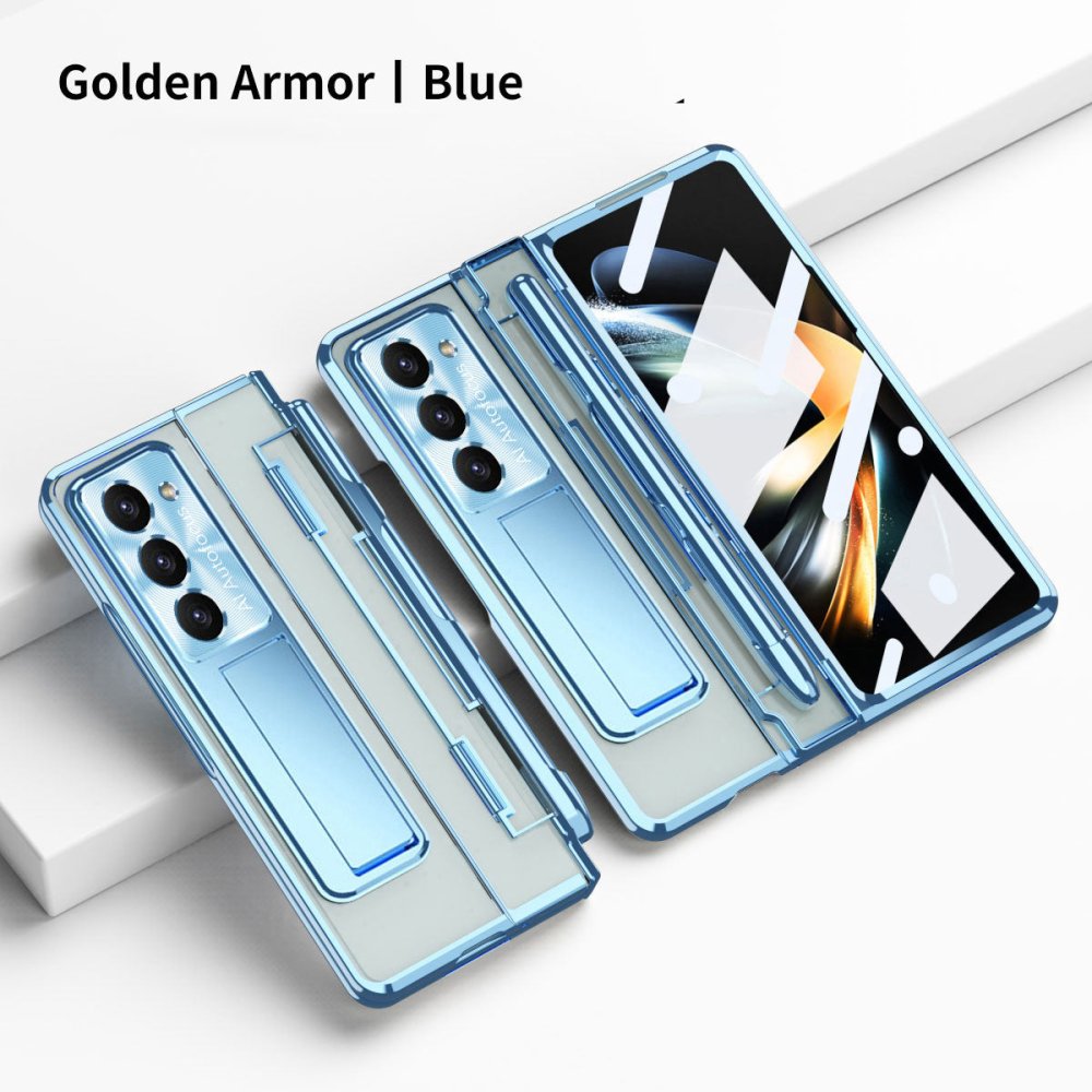 Armor Electroplated Anti-fall Protective Phone Case For Samsung Galaxy Z Fold3/4/5 With Back Screen Glass - eewoldia