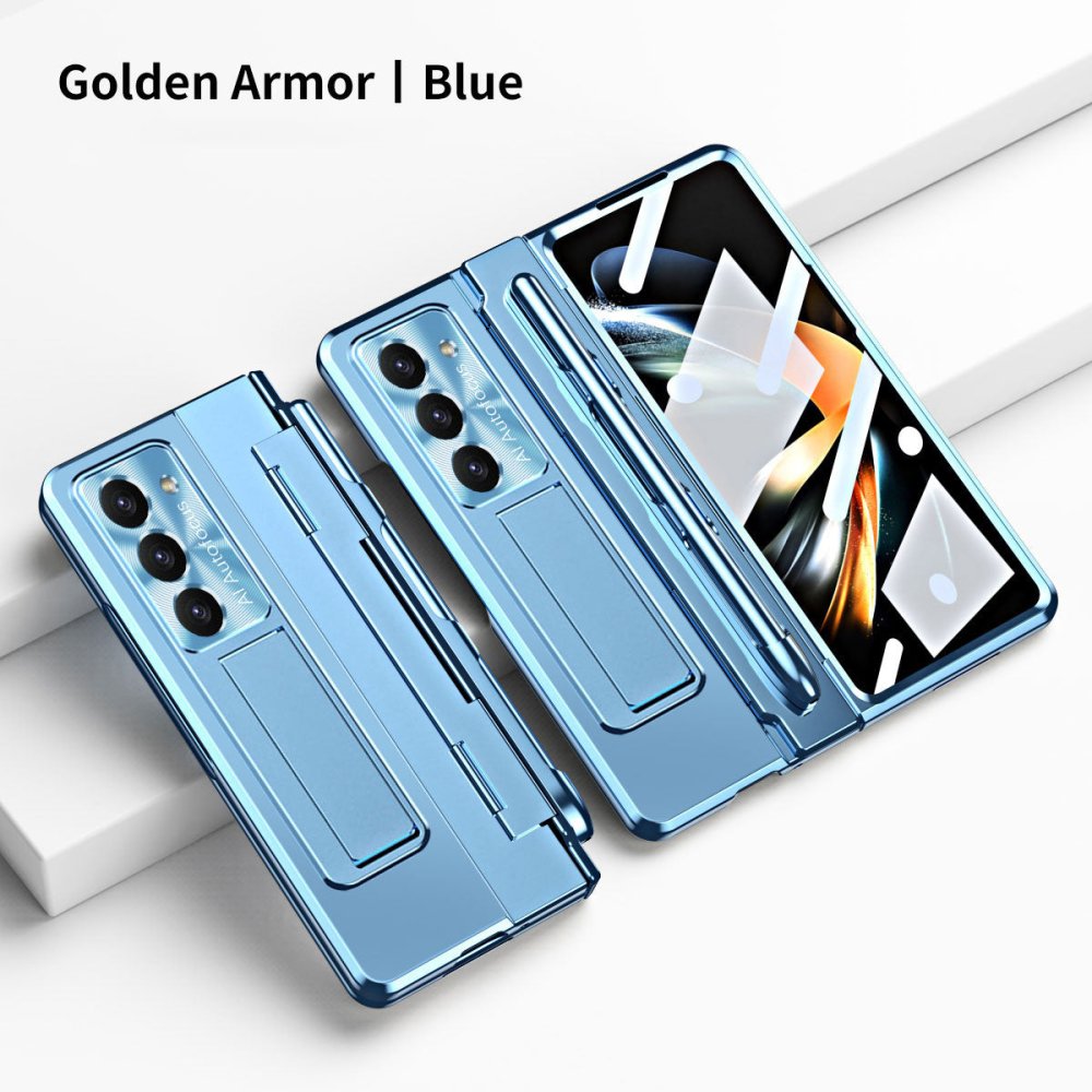 Armor Electroplated Anti-fall Protective Phone Case For Samsung Galaxy Z Fold3/4/5 With Back Screen Glass - eewoldia