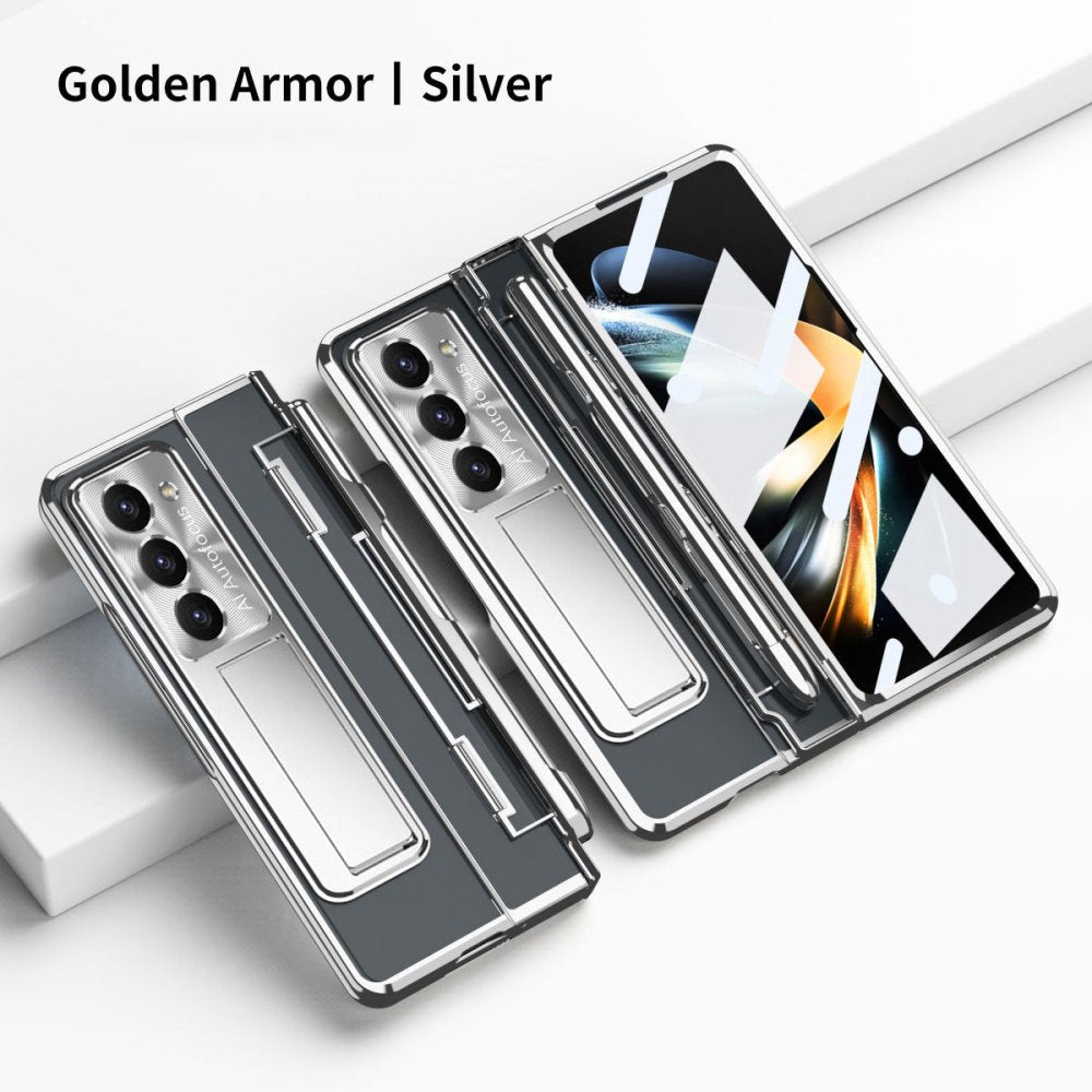 Armor Electroplated Anti-fall Protective Phone Case For Samsung Galaxy Z Fold3/4/5 With Back Screen Glass - eewoldia