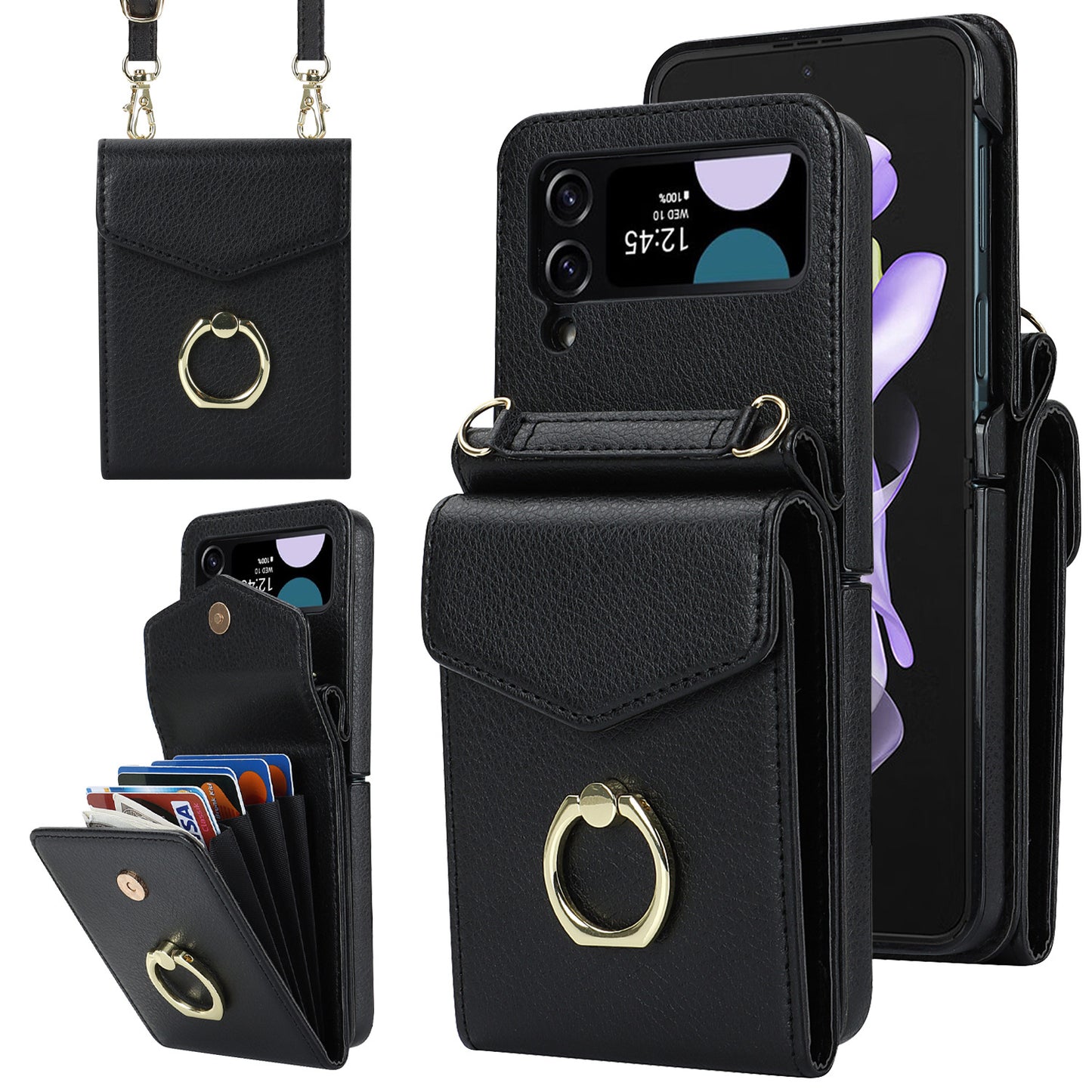 leather phone case wallet for samsung Z Flip 3/4/5