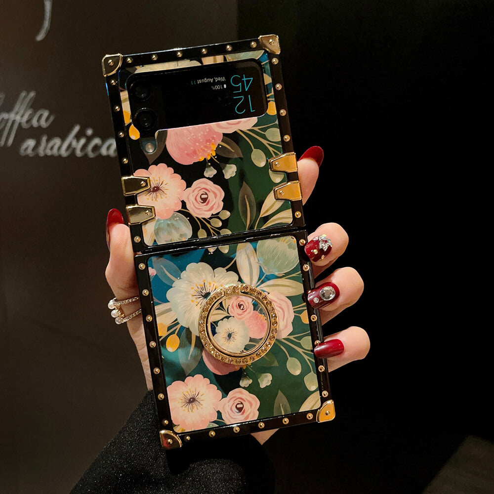 Stylish French Style Flower Ring Phone Case for Samsung Galaxy Z Flip 3/4/5