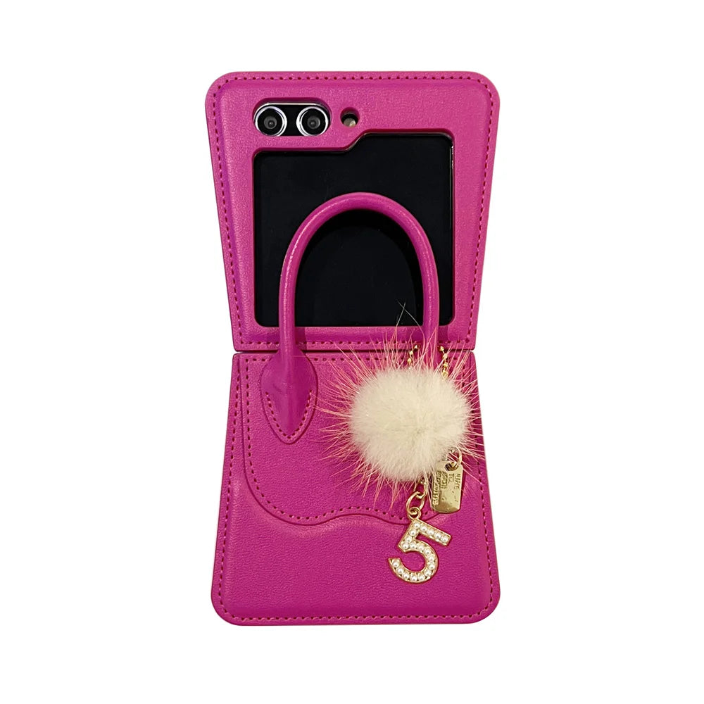 Luxury Leather Handbag Phone Case For Samsung Galaxy Z Flip 5 4 3 Cases