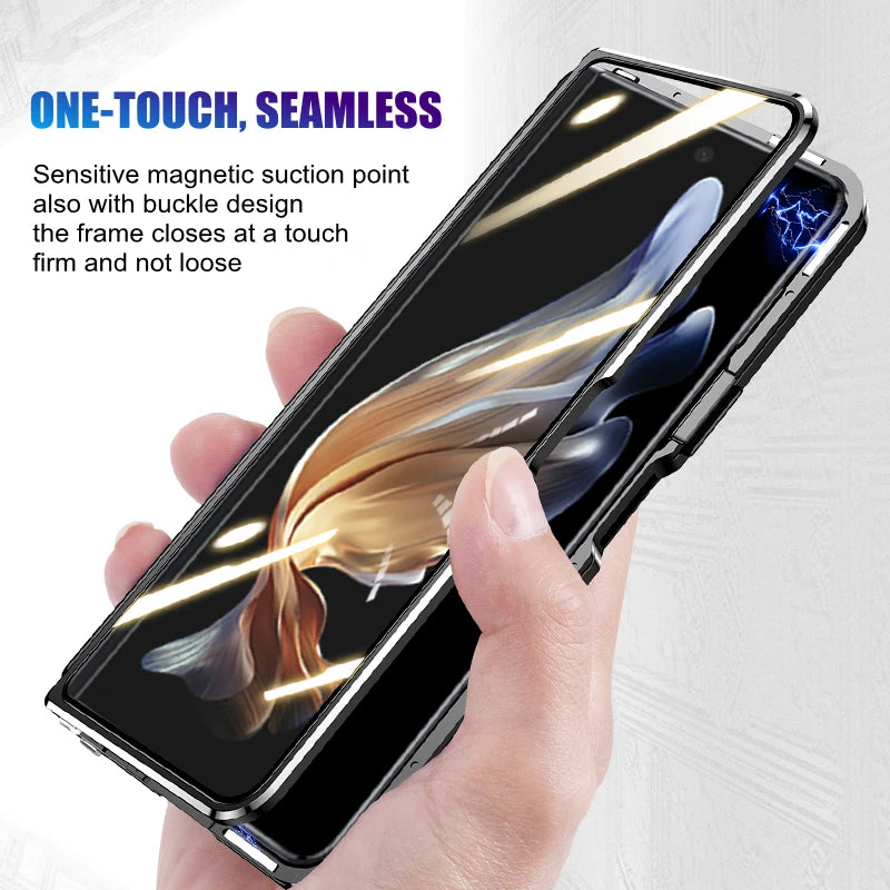 Metal Frame For Samsung Galaxy Z Fold 5 4 3 Case Glass Film Privacy Double Sided Magnetic Anti Spy Cover