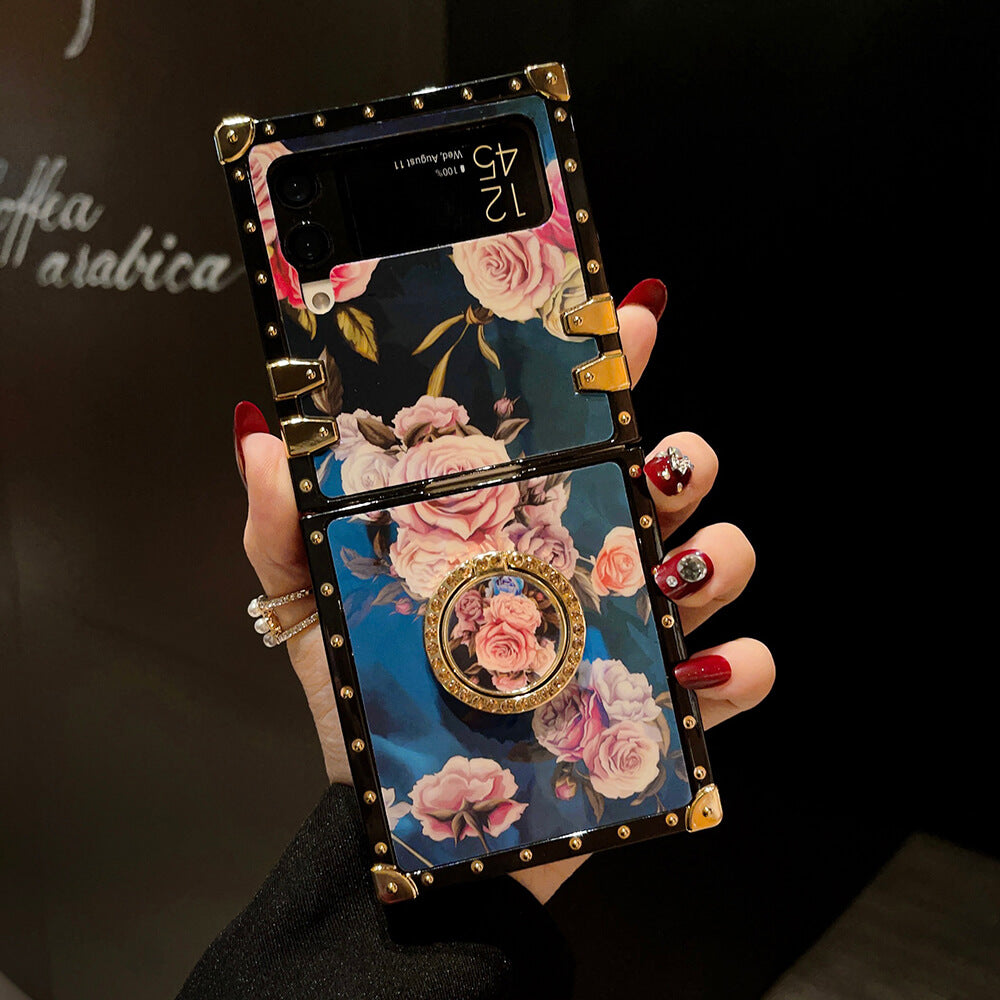 Stylish French Style Flower Ring Phone Case for Samsung Galaxy Z Flip 3/4/5