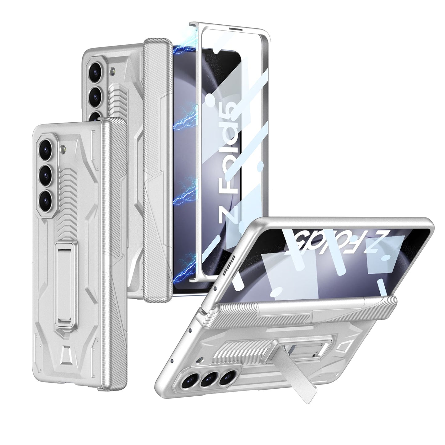 Magnetic Armor All-included Hinge Holder Case With Back Screen Protector For Samsung Galaxy Z Fold5 Fold4 Fold3