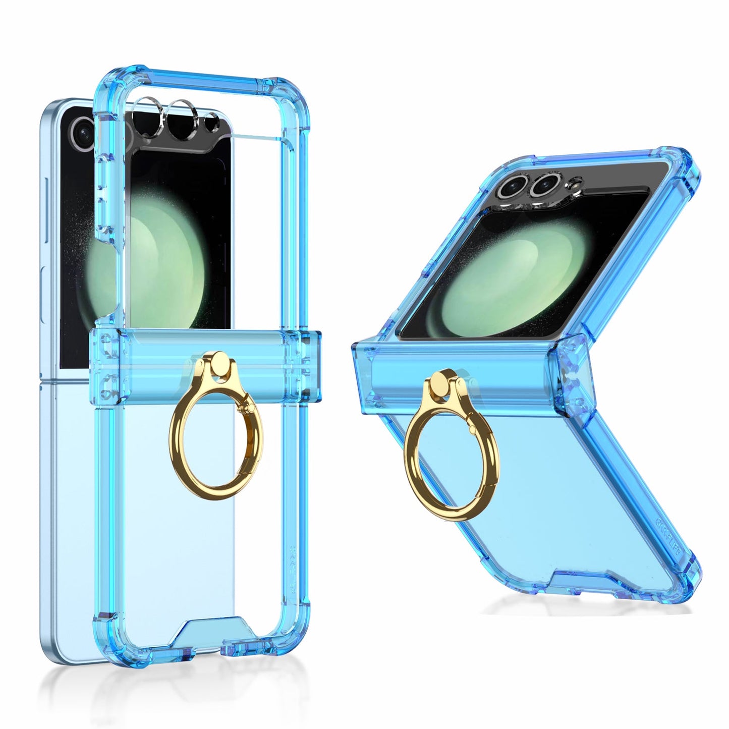 Soft Clear Ring Holder Hinge Airbag Protective Phone Case For Samsung Galaxy Z Flip5 Flip4 Flip3