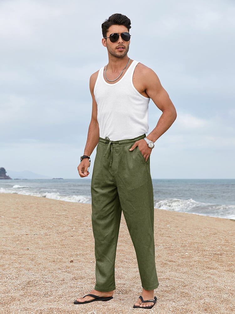 Casual Straight Linen Drawstring Pants (US Only)