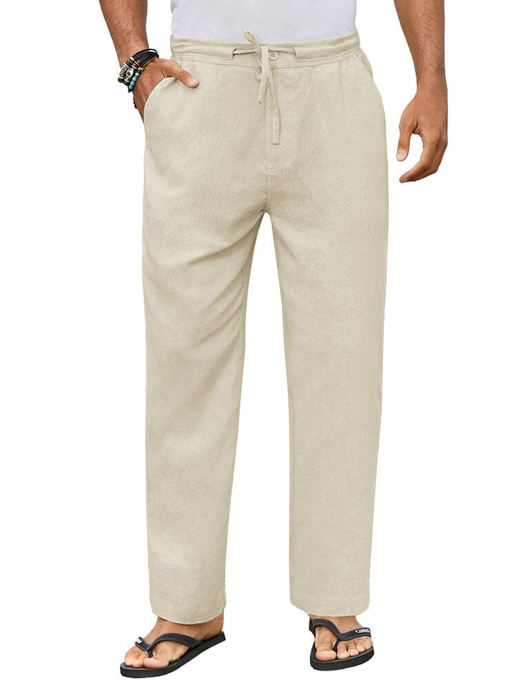 Casual Straight Linen Drawstring Pants (US Only)