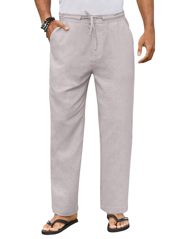 Casual Straight Linen Drawstring Pants (US Only)