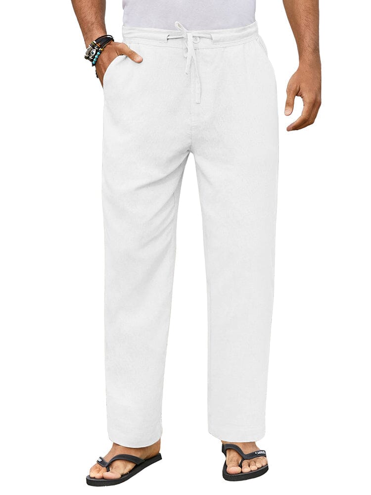 Casual Straight Linen Drawstring Pants (US Only)