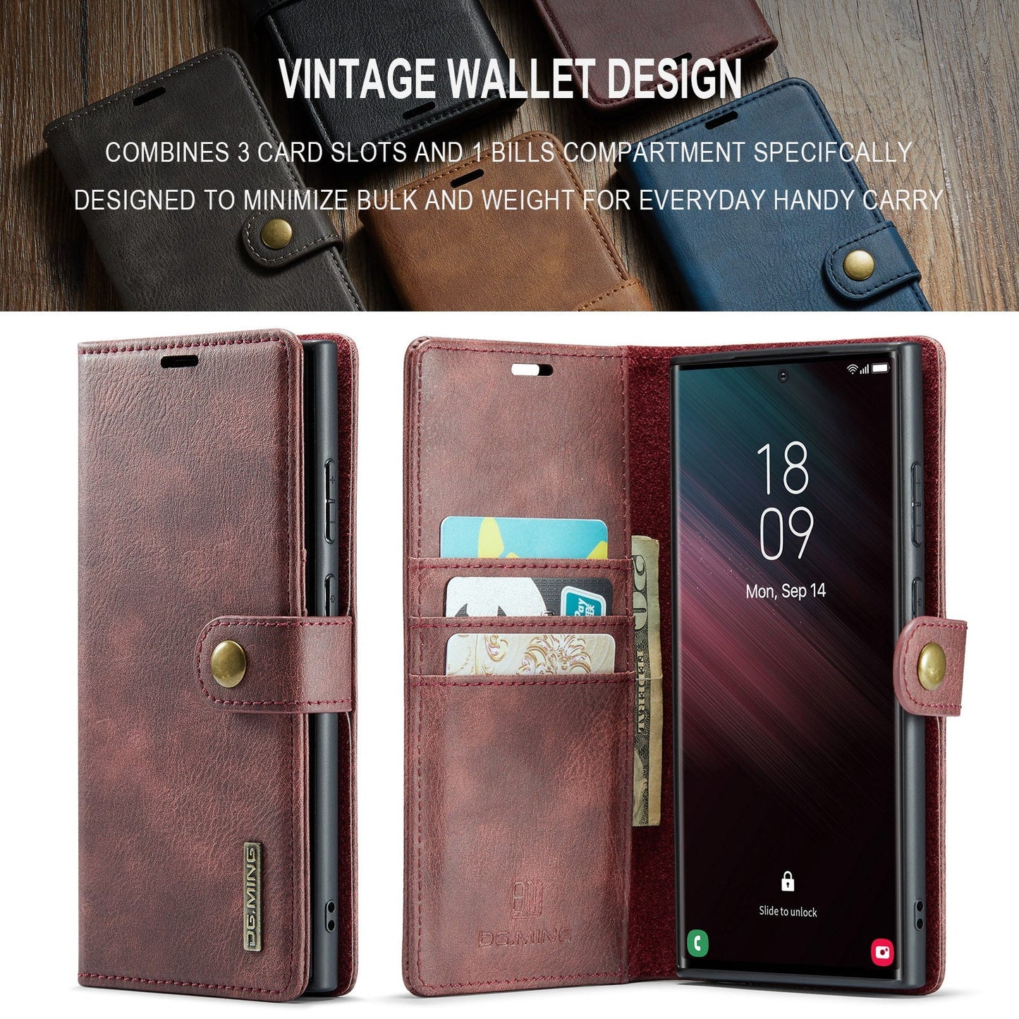 2 in 1 Detachable Flip Leather Case For Samsung