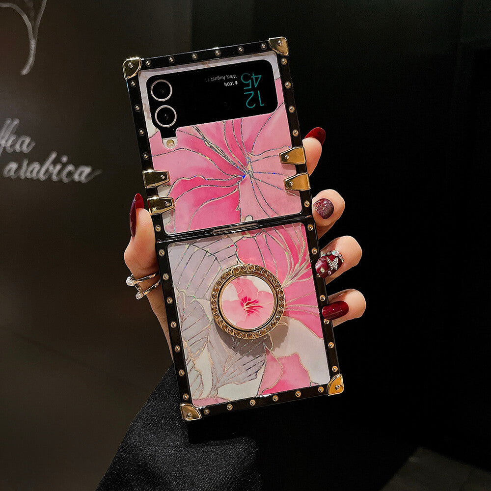 Flower Butterfly Colorful Ring Phone Case for Samsung Galaxy Z Flip 3/4/5