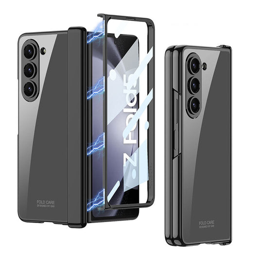 Electroplated Transparent Magnetic Hinge All-included Phone Case With Back Screen Protector For Samsung Galaxy Z Fold5 Fold4