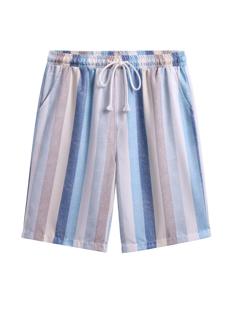 Stripe Drawstring Cotton Linen Beach Shorts