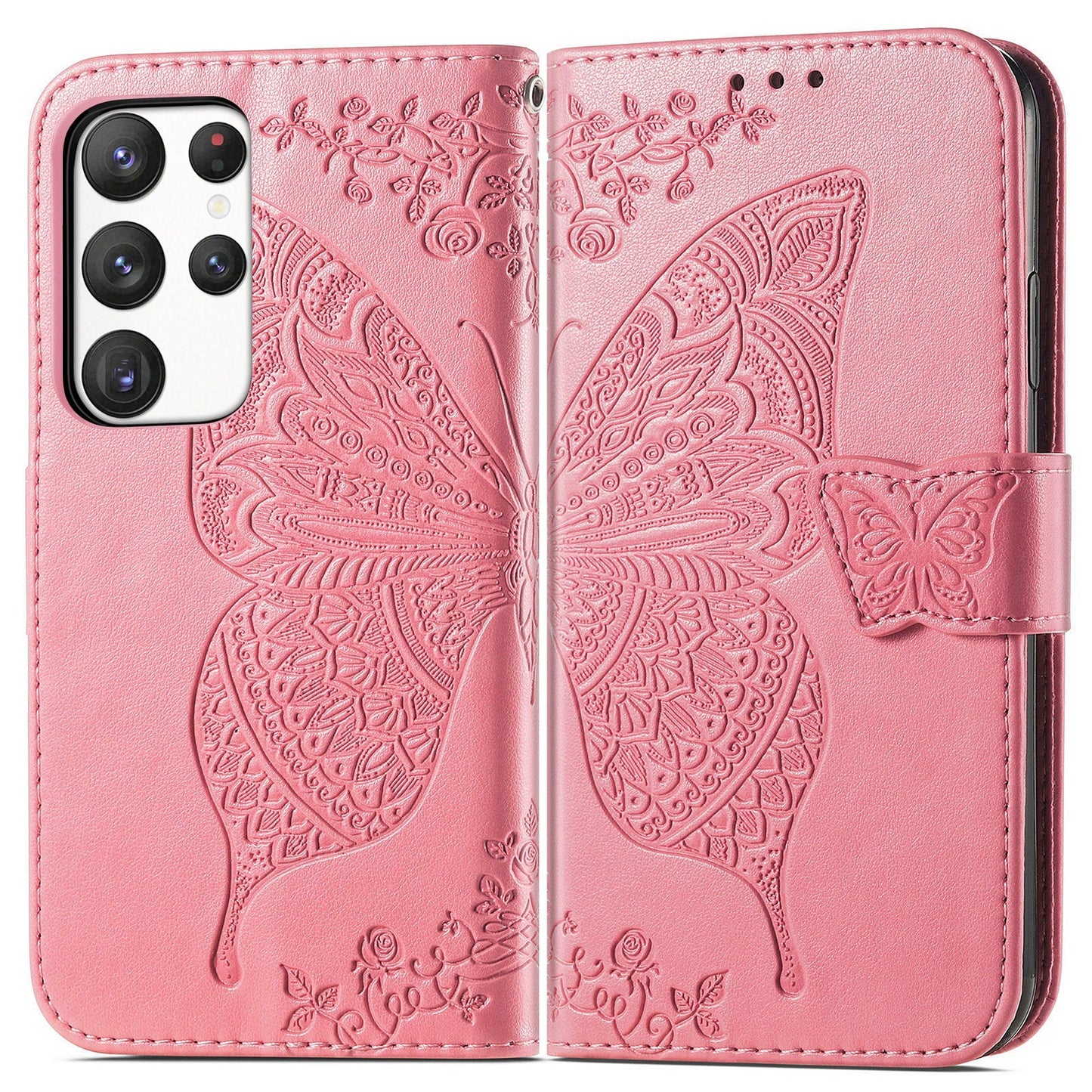 Embossed Butterfly Wallet Flip Case For Samsung Galaxy Series