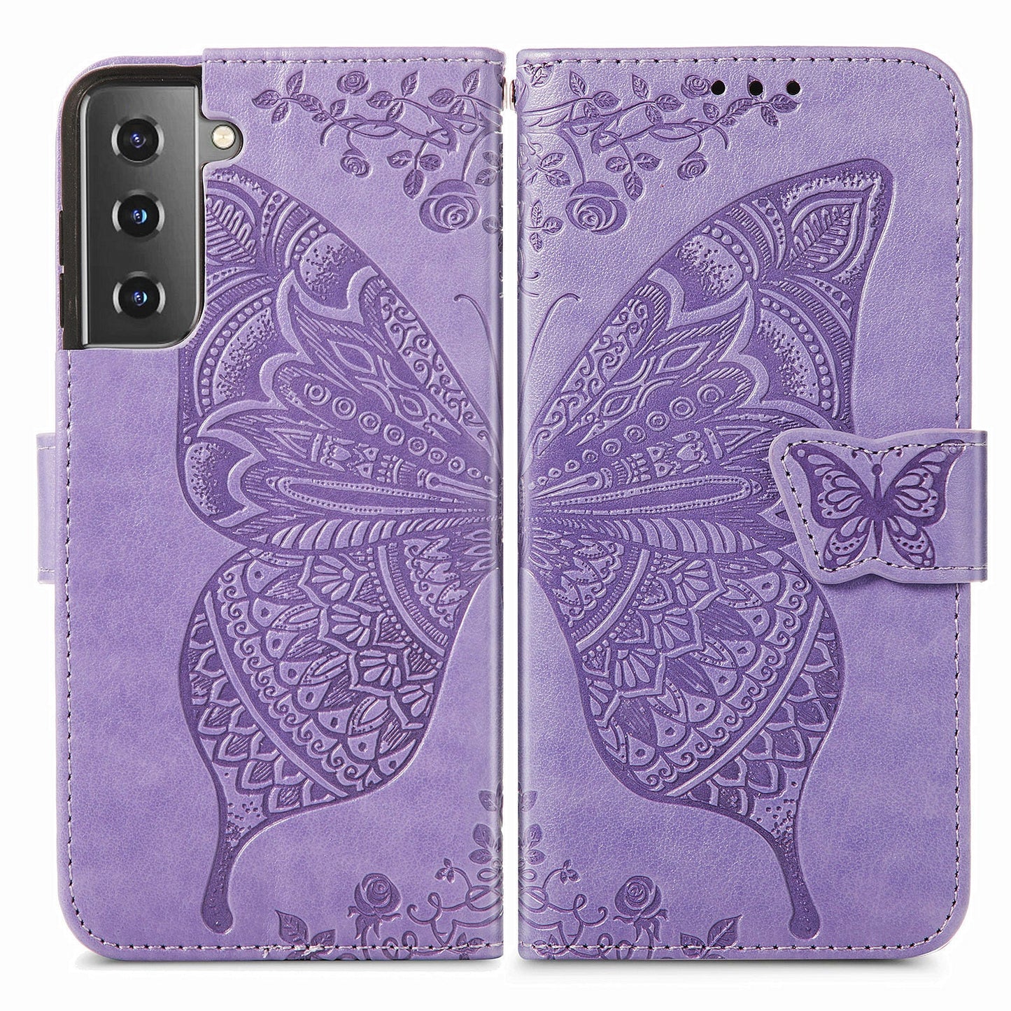 Embossed Butterfly Wallet Flip Case For Samsung Galaxy