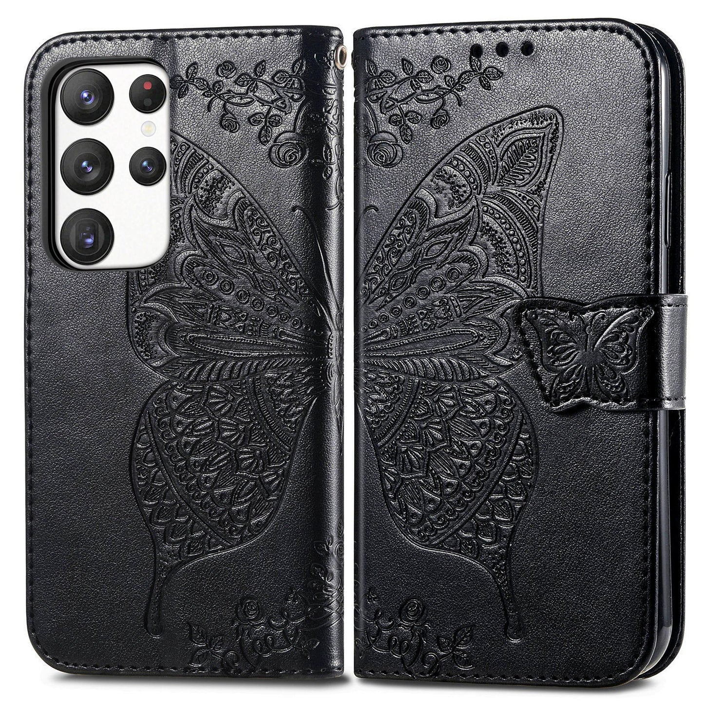 Embossed Butterfly Wallet Flip Case For Samsung Galaxy Series