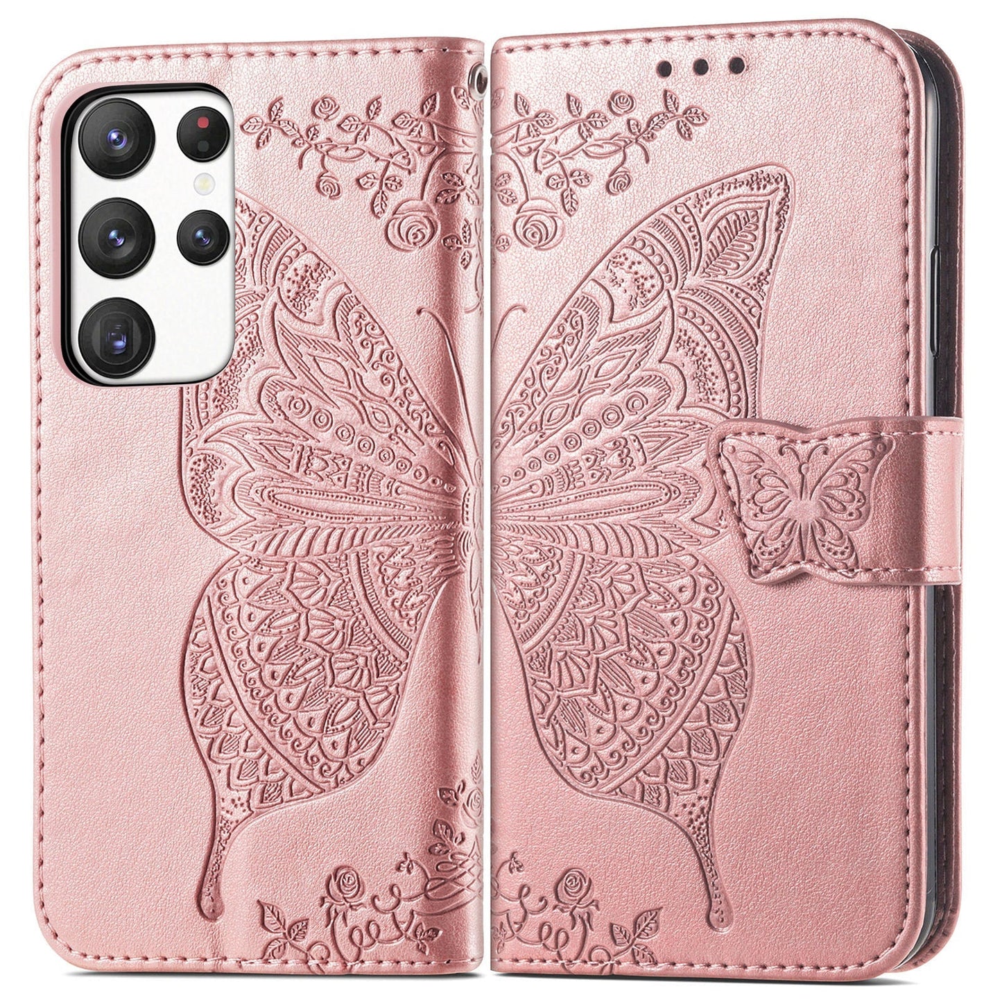 Embossed Butterfly Wallet Flip Case For Samsung Galaxy Series