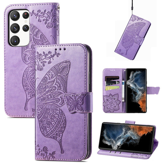 Embossed Butterfly Wallet Flip Case For Samsung Galaxy Series 2019