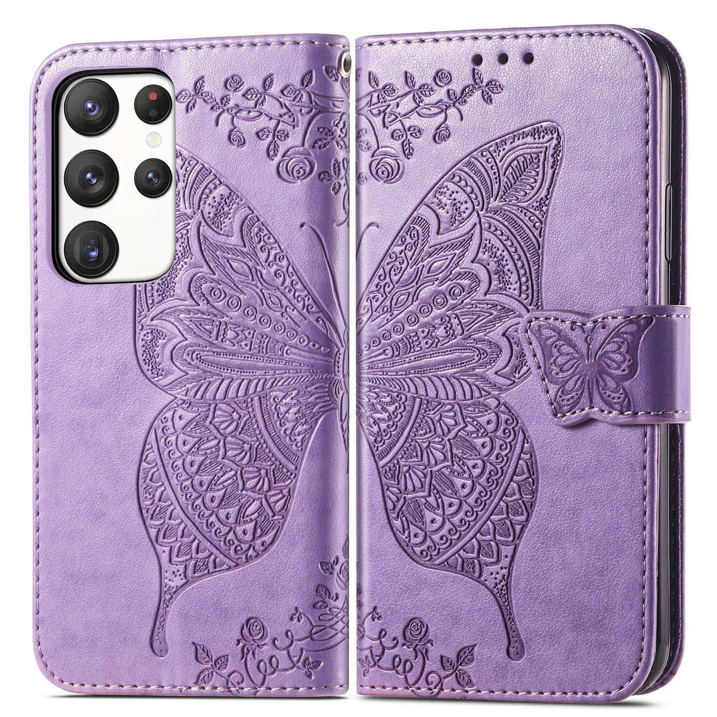 Embossed Butterfly Wallet Flip Case For Samsung Galaxy Series