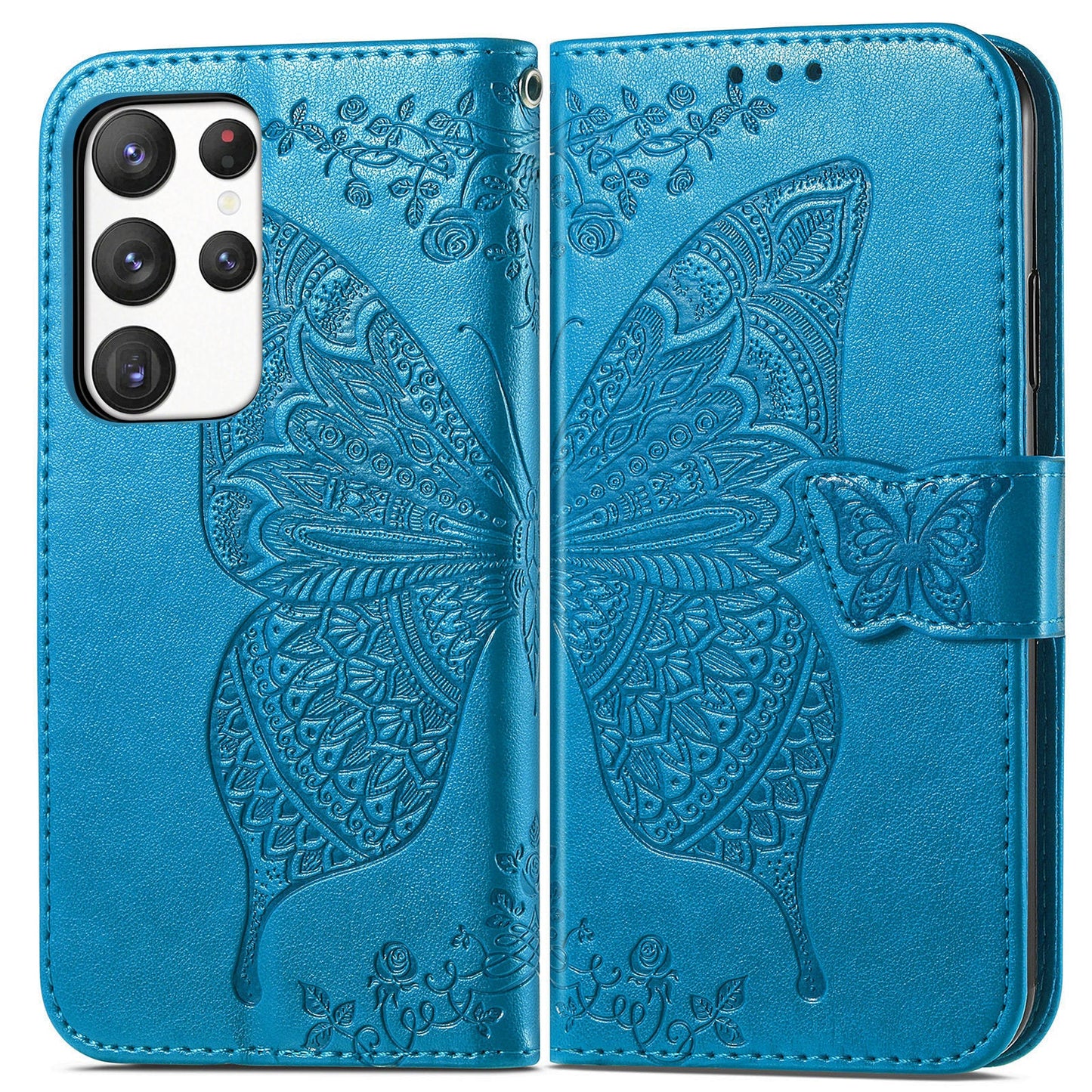 Embossed Butterfly Wallet Flip Case For Samsung Galaxy