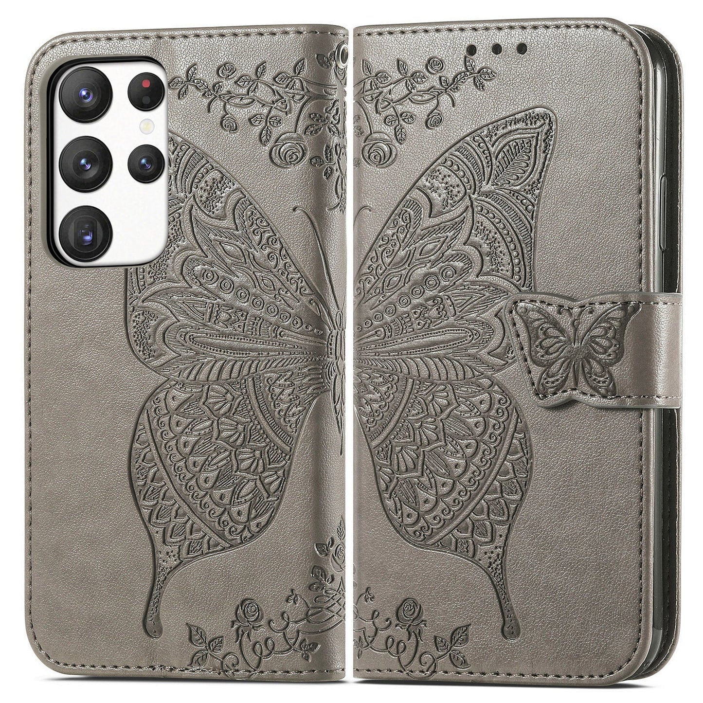 Embossed Butterfly Wallet Flip Case For Samsung Galaxy Series