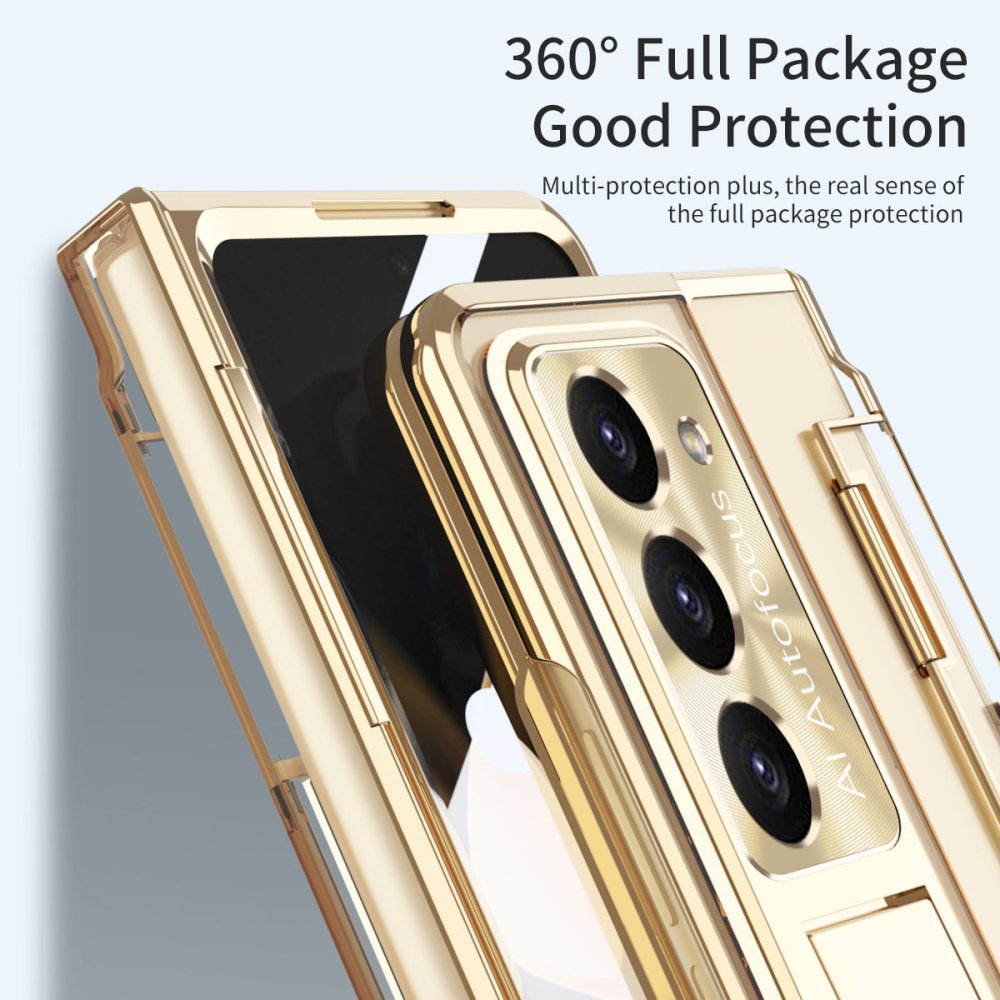 Armor Electroplated Anti-fall Protective Phone Case For Samsung Galaxy Z Fold3/4/5 With Back Screen Glass - eewoldia