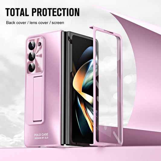 Plating Galaxy Z Fold5 Case with Front Screen Protector & Hidden Stand