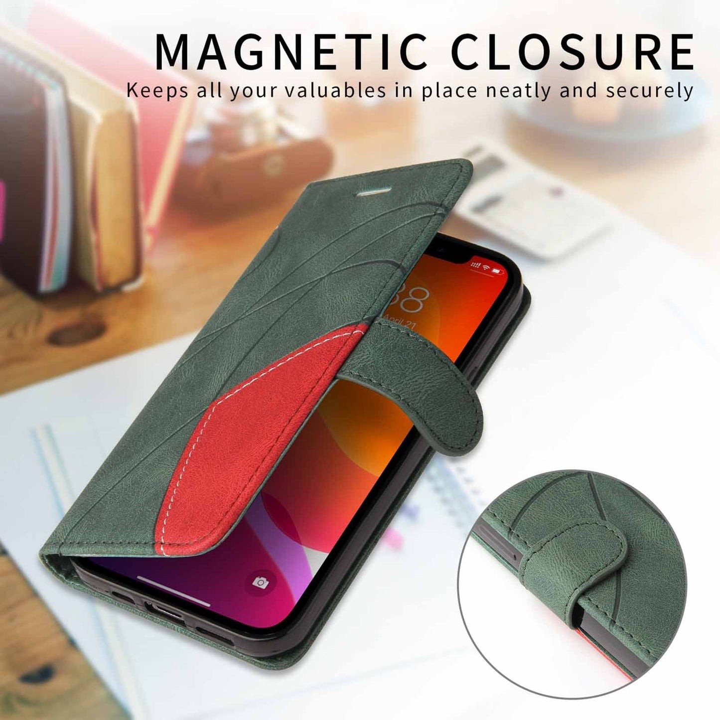 Two-tone Stitched Leather Phone Case for Samsung Galaxy