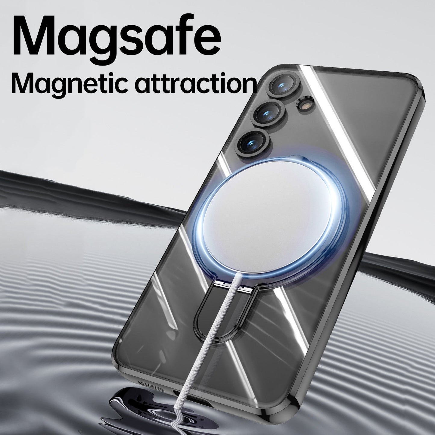 transparent Electroplated Magnetic Bracket Anti-fall Phone Case For Samsung Galaxy