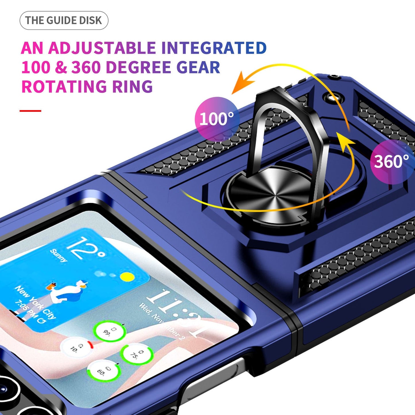 Drop Tested Cover with Magnetic Kickstand Car Mount Protective Case for Samsung Galaxy Z Flip3 Flip4 Flip5