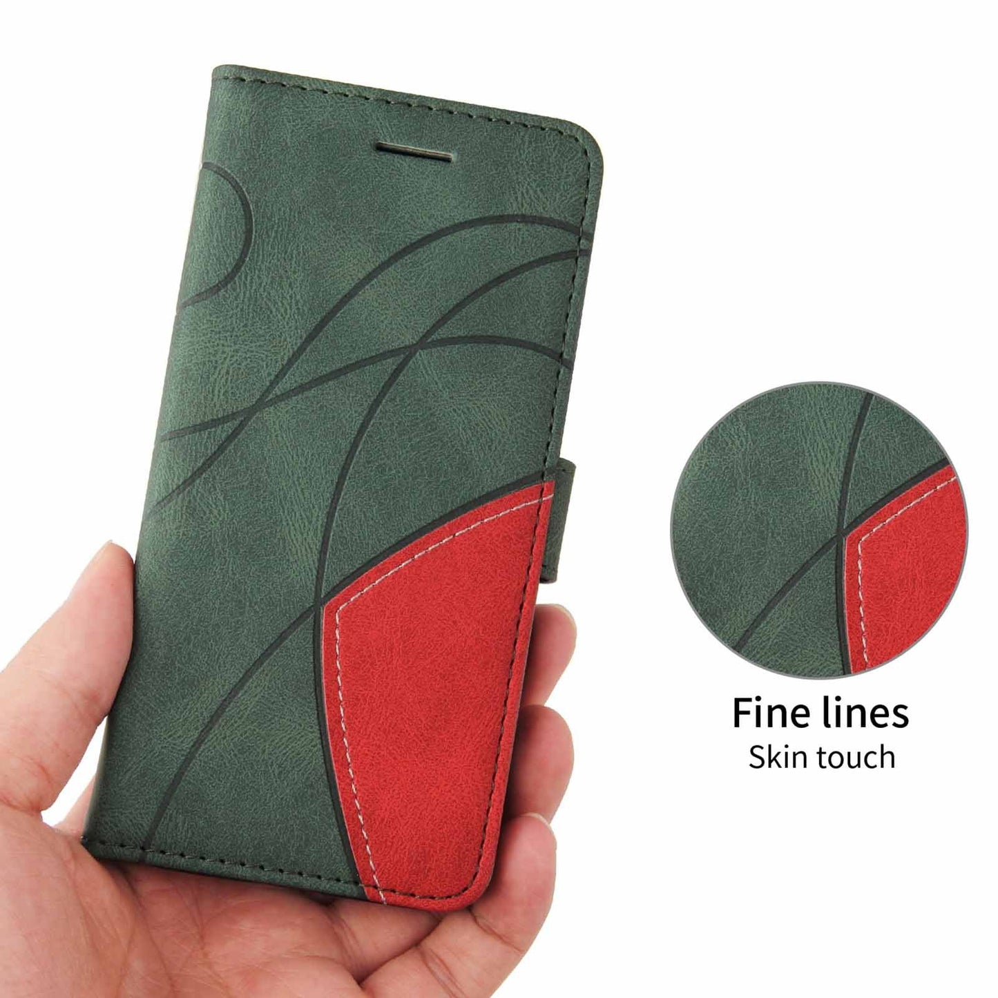 Two-tone Stitched Leather Phone Case for Samsung Galaxy