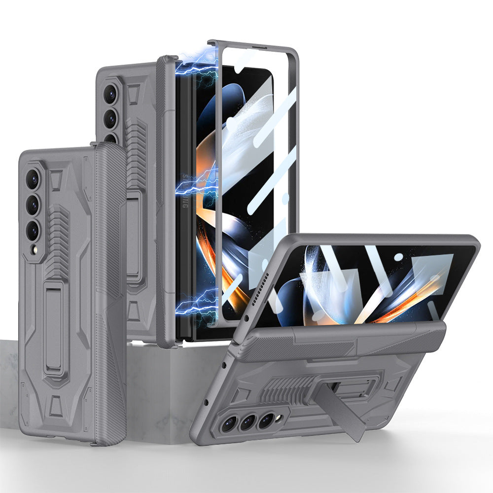 Magnetic Armor All-included Hinge Holder Case With Back Screen Protector For Samsung Galaxy Z Fold5 Fold4 Fold3