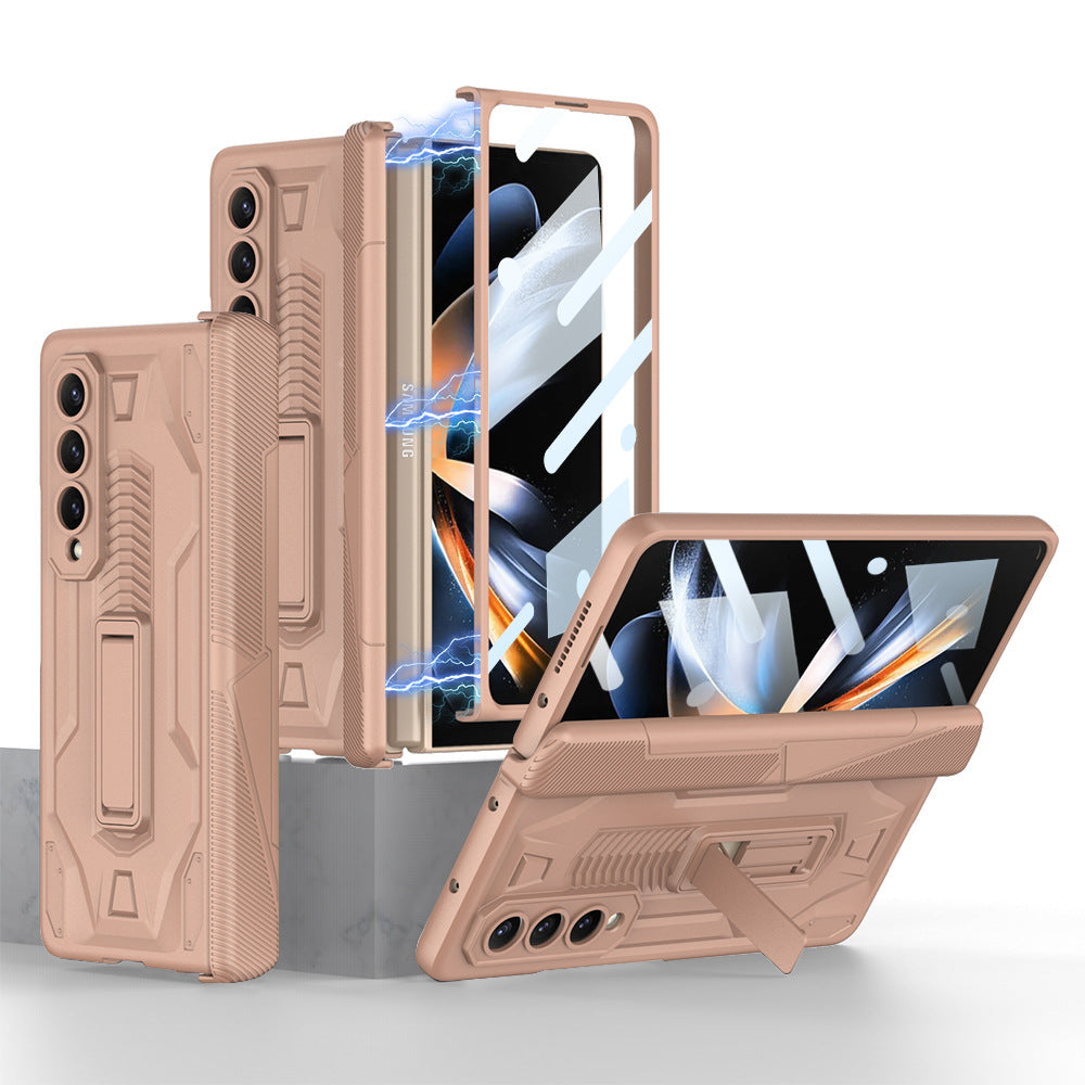 Magnetic Armor All-included Hinge Holder Case With Back Screen Protector For Samsung Galaxy Z Fold5 Fold4 Fold3