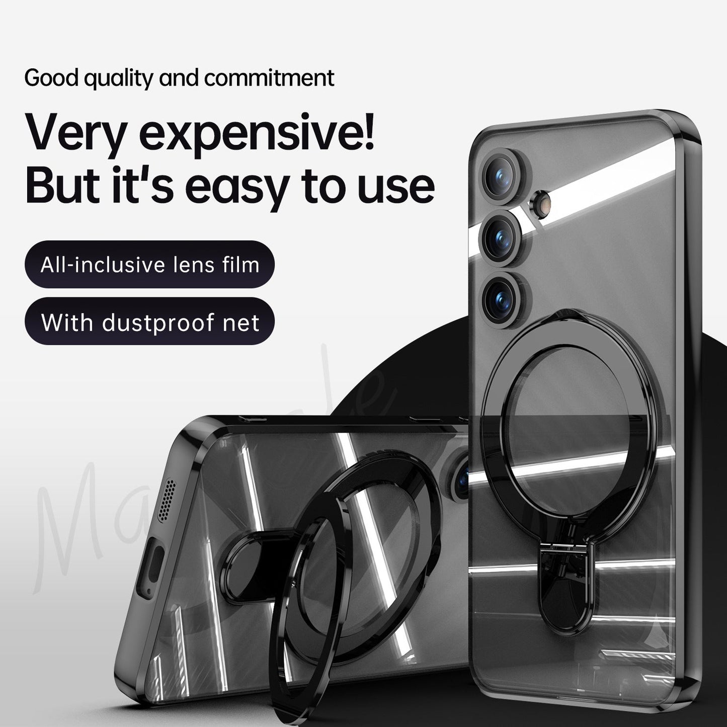 transparent Electroplated Magnetic Bracket Anti-fall Phone Case For Samsung Galaxy